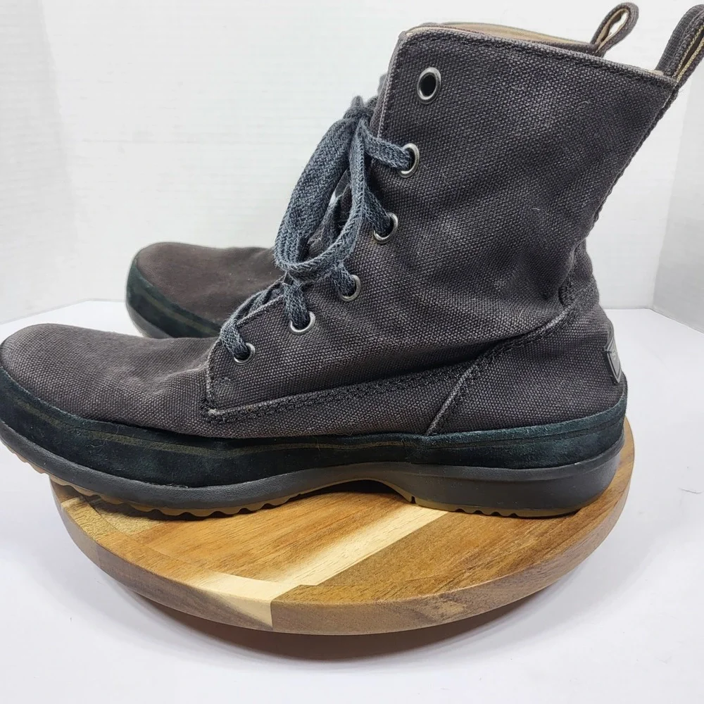 Sorel Canvas Boots Men Size 9 Black Good NM1688-010 High Top Utility Rugged